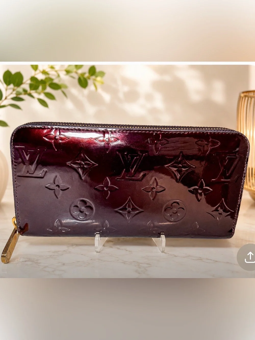 Louis Vuitton Patent Vernis Zip Wallet in Bordeaux